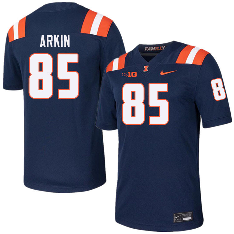 Men #85 Tanner Arkin Illinois Fighting Illini College Football Jerseys Stitched-Navy